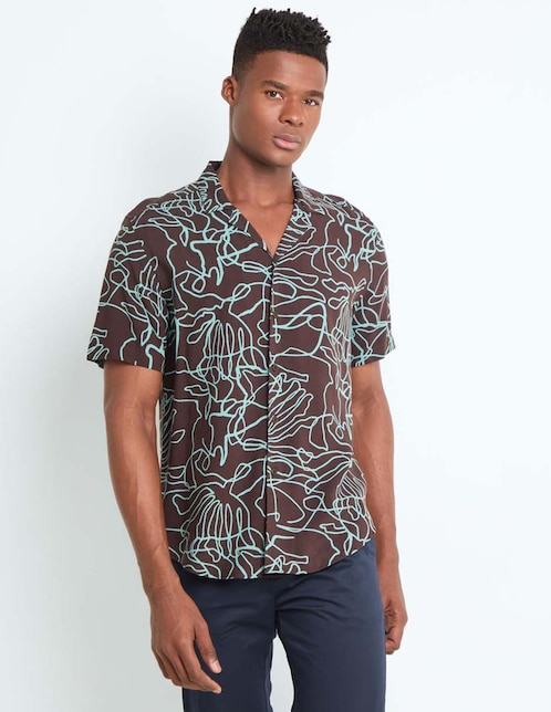 Camisa casual Contempo manga corta para hombre