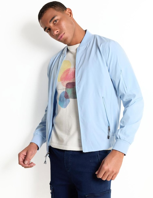 Chamarra bomber con bolsillos para hombre 1