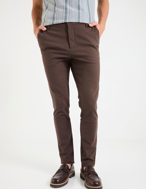 Pantalón business casual chino slim de gabardina para hombre 1