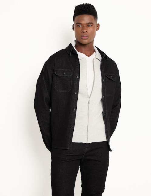 Chamarra denim con bolsillos para hombre 1