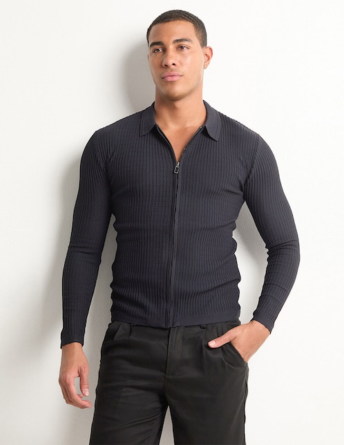 Suéter cuello camisero para hombre 1