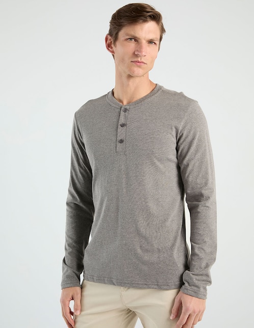 Playera cuello henley para hombre 1