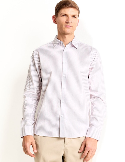 Camisa casual Contempo de algodón manga larga para hombre