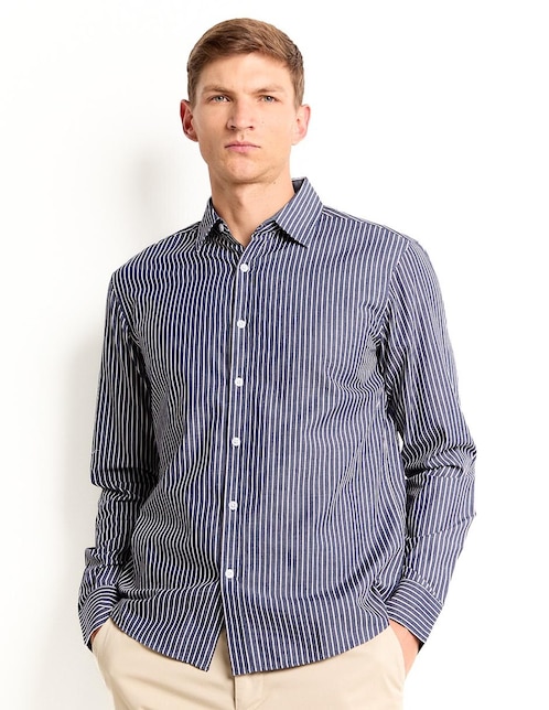 Camisa casual Contempo de algodón manga larga para hombre