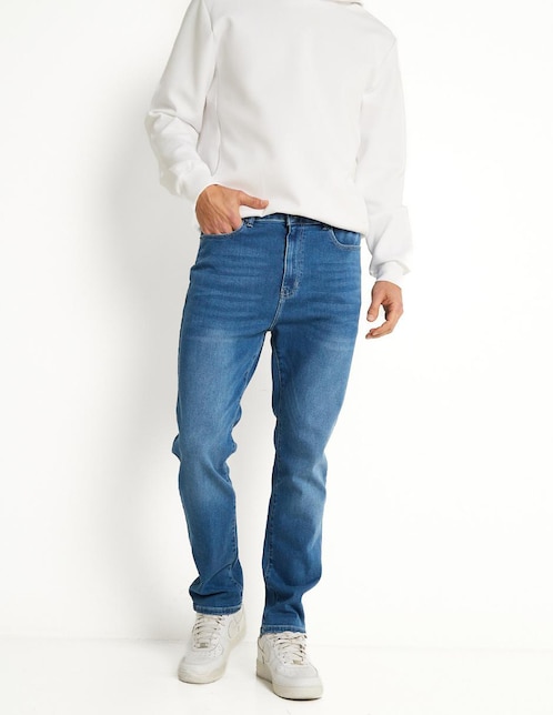 Jeans straight deslavado para hombre 1