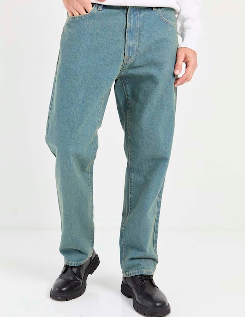 Jeans straight lavado medio para hombre 1