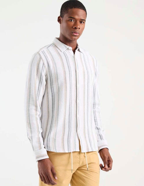 Camisa casual manga larga para hombre 1