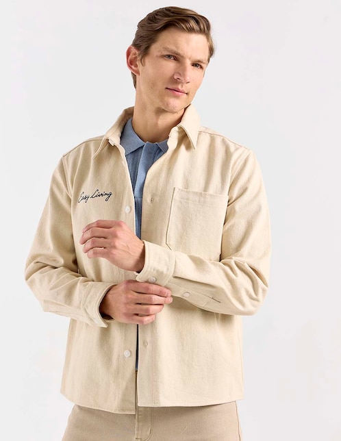 Sobrecamisa casual Contempo de mezclila manga larga para hombre