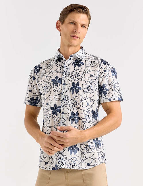 Camisa casual Contempo manga corta para hombre