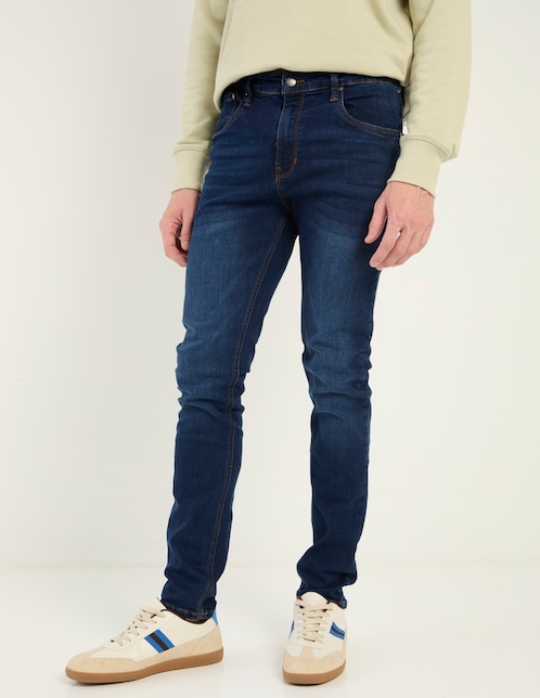 Jeans relaxed skinny lavado stone wash para hombre 1