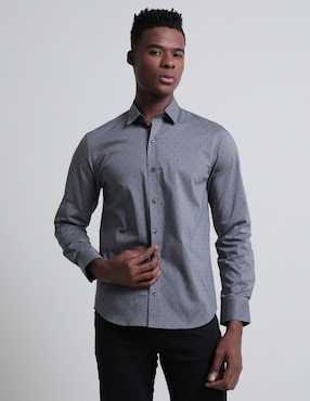 Camisa casual Contempo de algodón manga larga para hombre