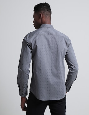 Camisa casual Contempo de algodón manga larga para hombre