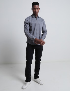 Camisa casual Contempo de algodón manga larga para hombre