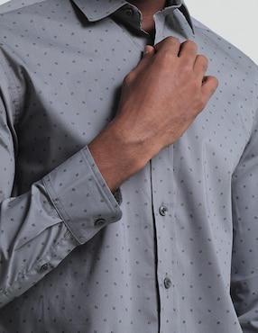 Camisa casual Contempo de algodón manga larga para hombre