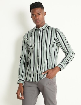 Camisa Casual Contempo Manga Larga Para Hombre