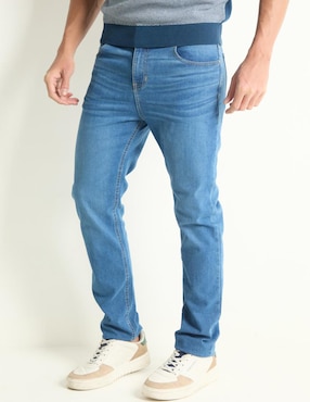 Jeans Slim Contempo Lavado Whisker Para Hombre