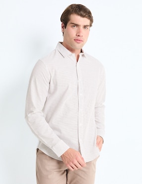 Camisa Casual Contempo Manga Larga Para Hombre