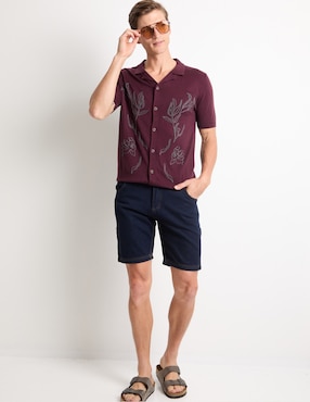 Camisa casual Contempo de algodón manga corta para hombre