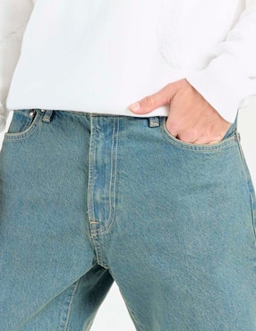 Jeans straight Contempo lavado medio para hombre