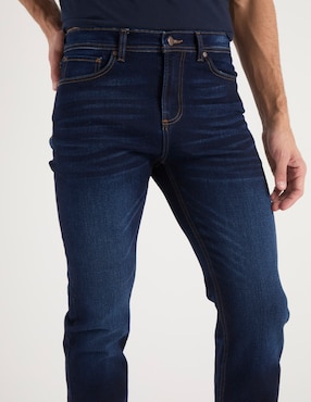 Jeans straight Contempo lavado whisker para hombre