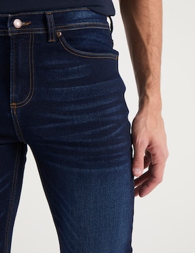 Jeans straight Contempo lavado whisker para hombre