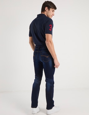 Jeans straight Contempo lavado whisker para hombre