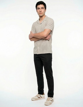 Camisa casual Contempo de algodón manga corta para hombre