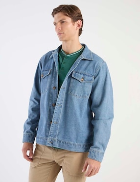 Chamarra denim Contempo de mezclilla con bolsillos para hombre