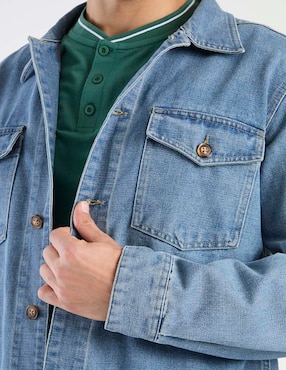Chamarra denim Contempo de mezclilla con bolsillos para hombre