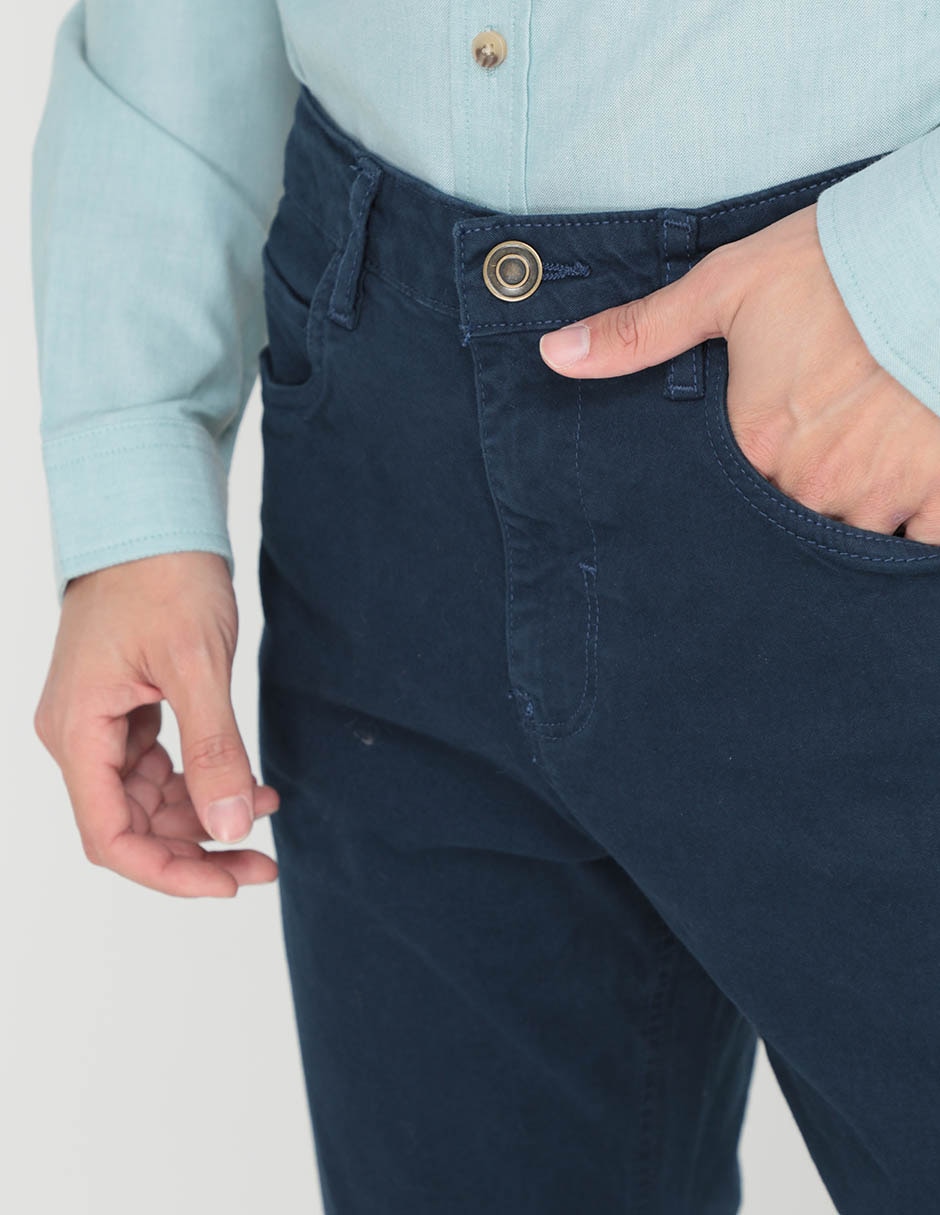 PANTALON 5 BOLSAS CON, 28, AZUL MARINO