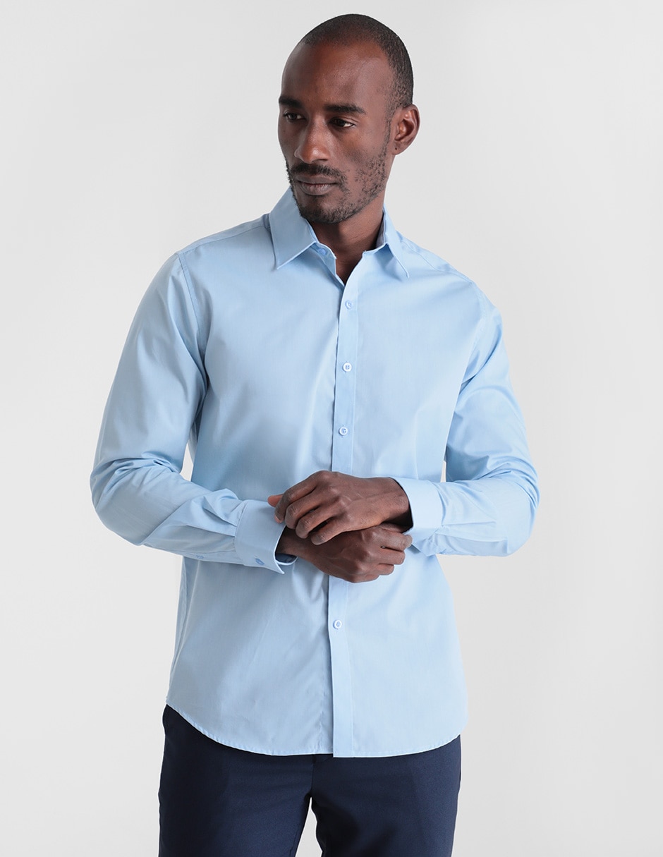 Camisa casual de algodón manga larga para hombre