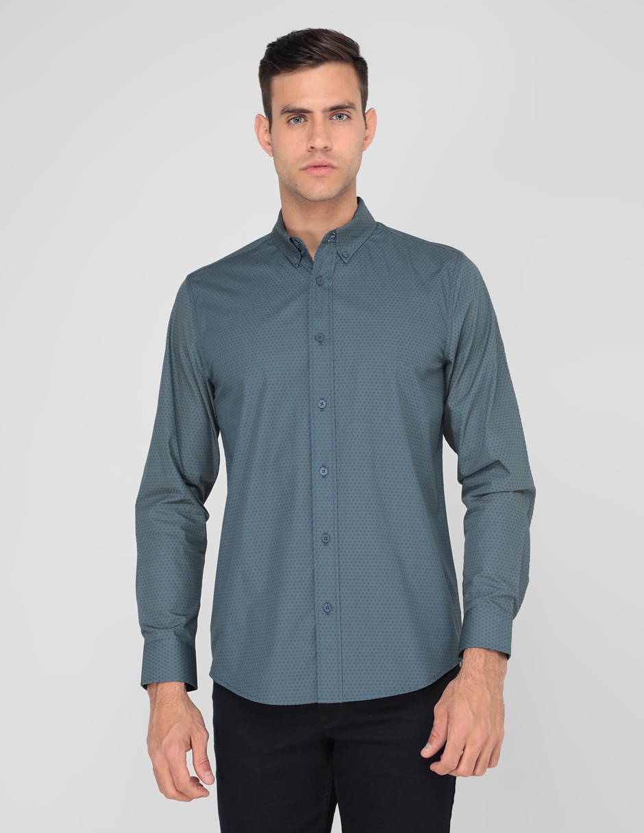 Camisa casual Contempo manga larga para hombre 