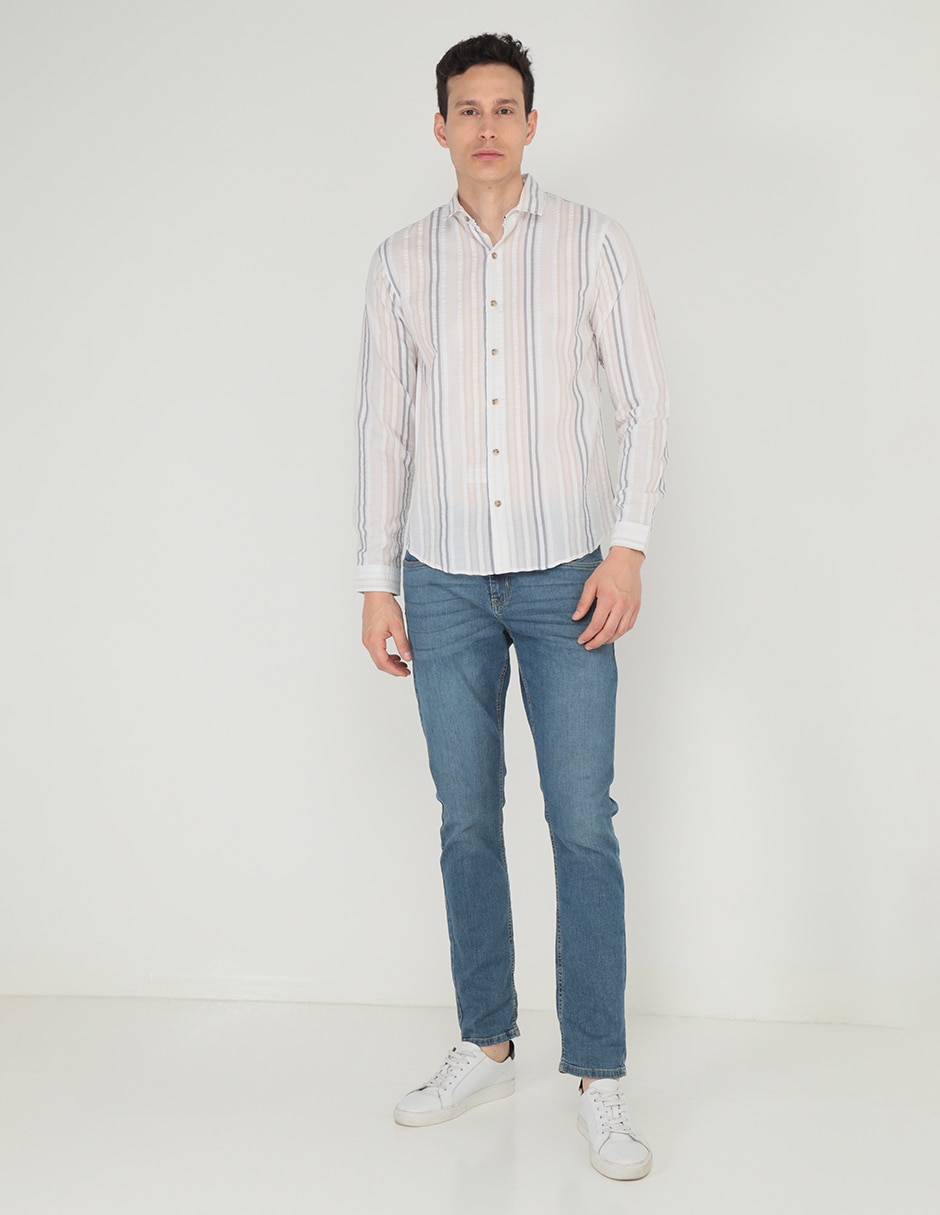 Camisa casual Contempo manga larga para hombre