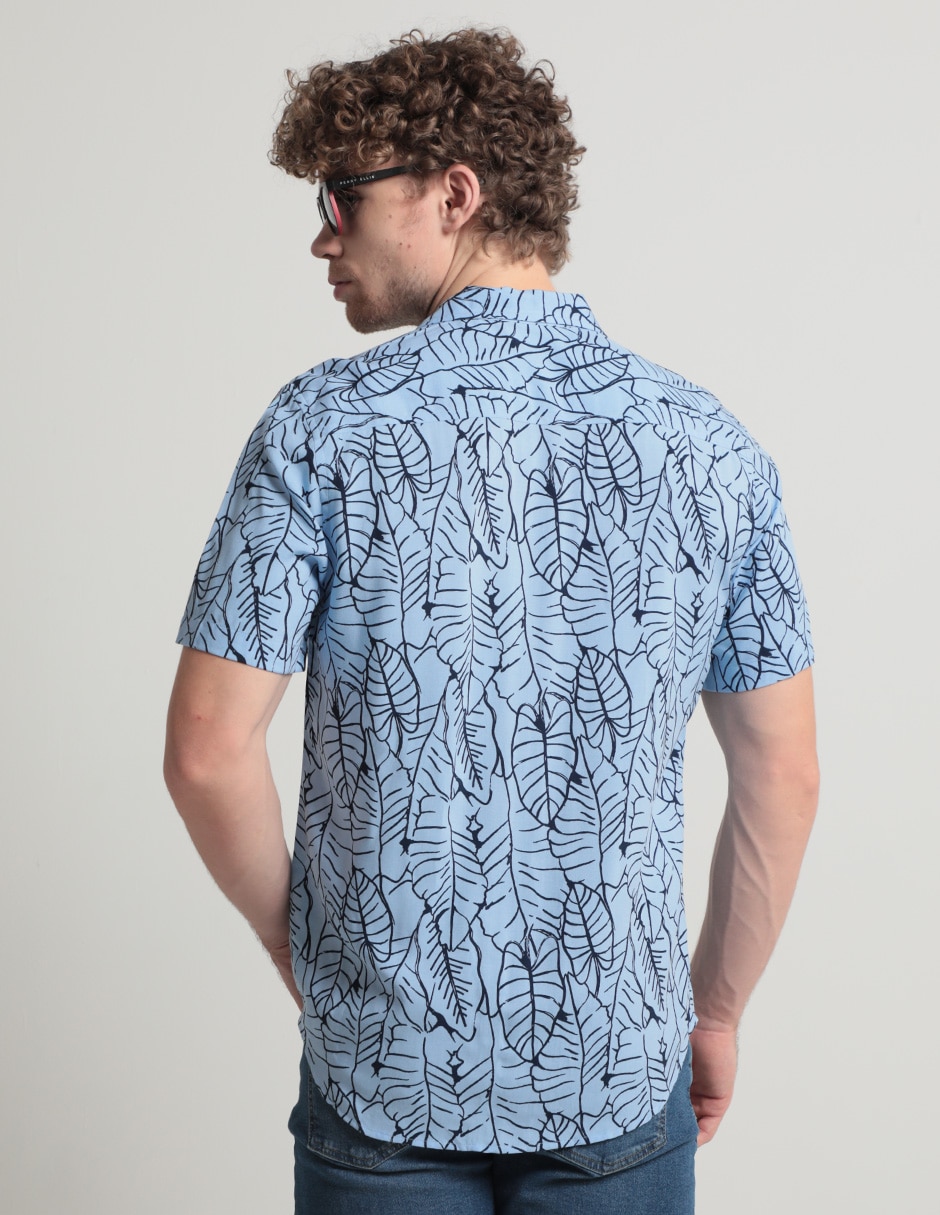 Camisa casual de algodón manga corta para hombre