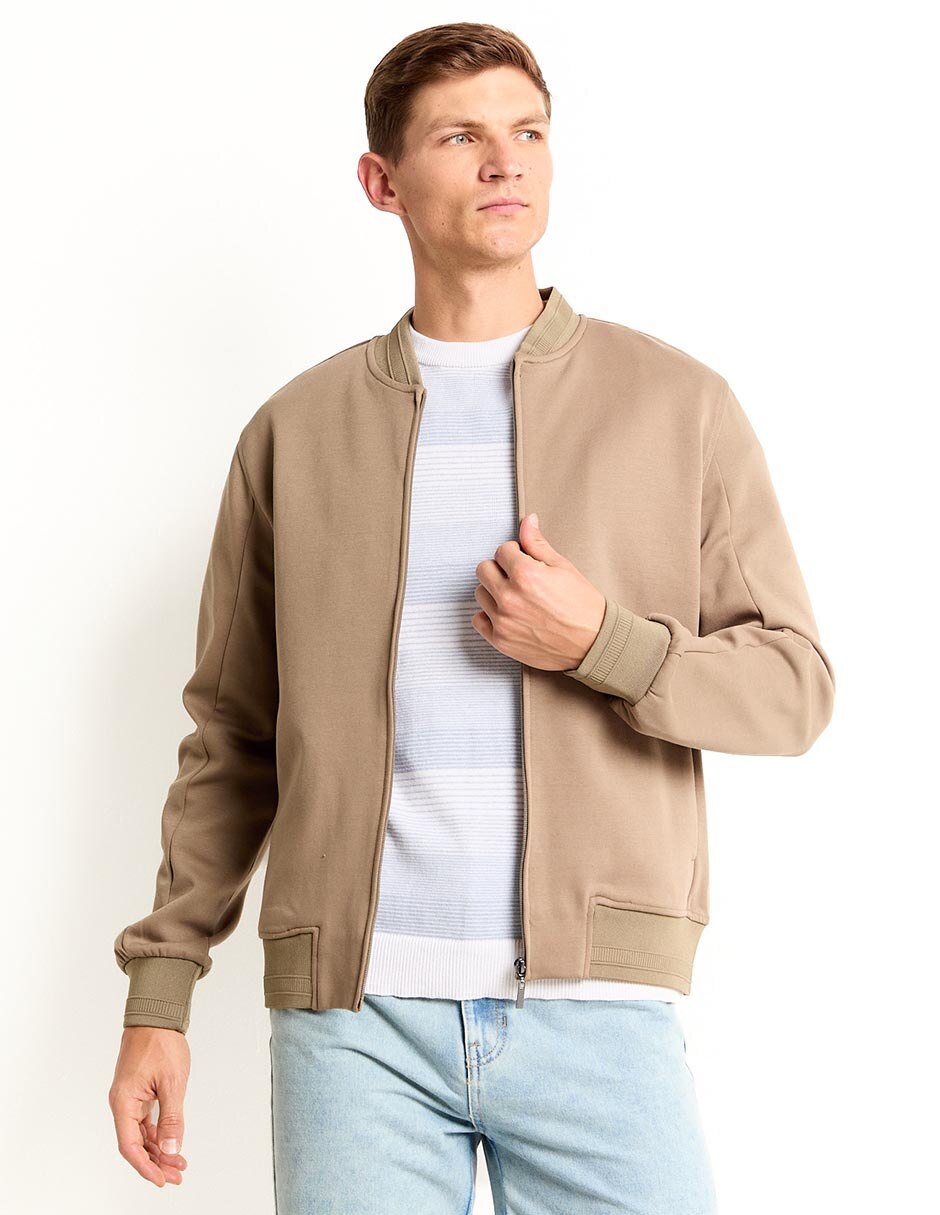 Chamarra bomber de algodón con bolsillos para hombre