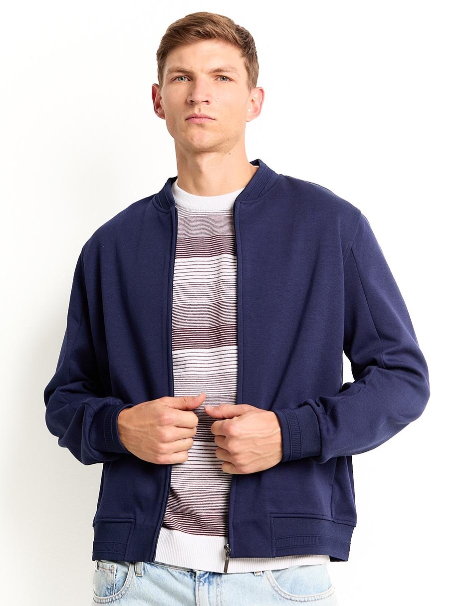 Chamarra bomber de algodón con bolsillos para hombre Chamarra bomber de algodón con bolsillos para hombre