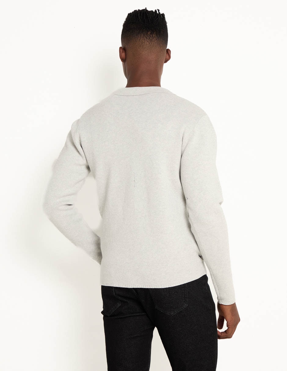 Suéter cuello camisero para hombre 2