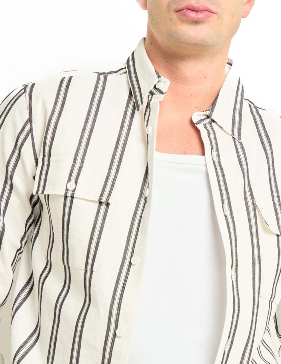 Camisa casual manga larga para hombre 4