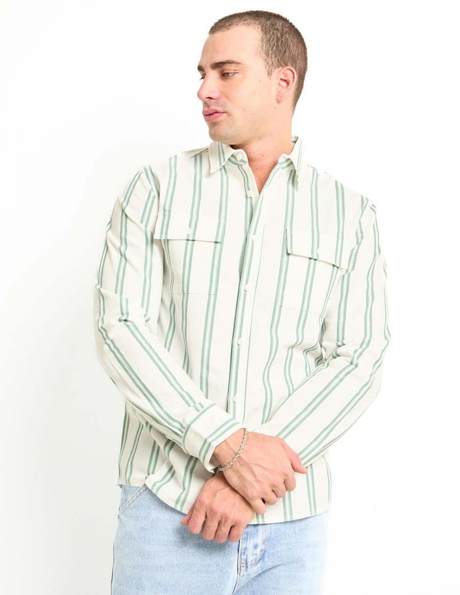 Camisa casual manga larga para hombre