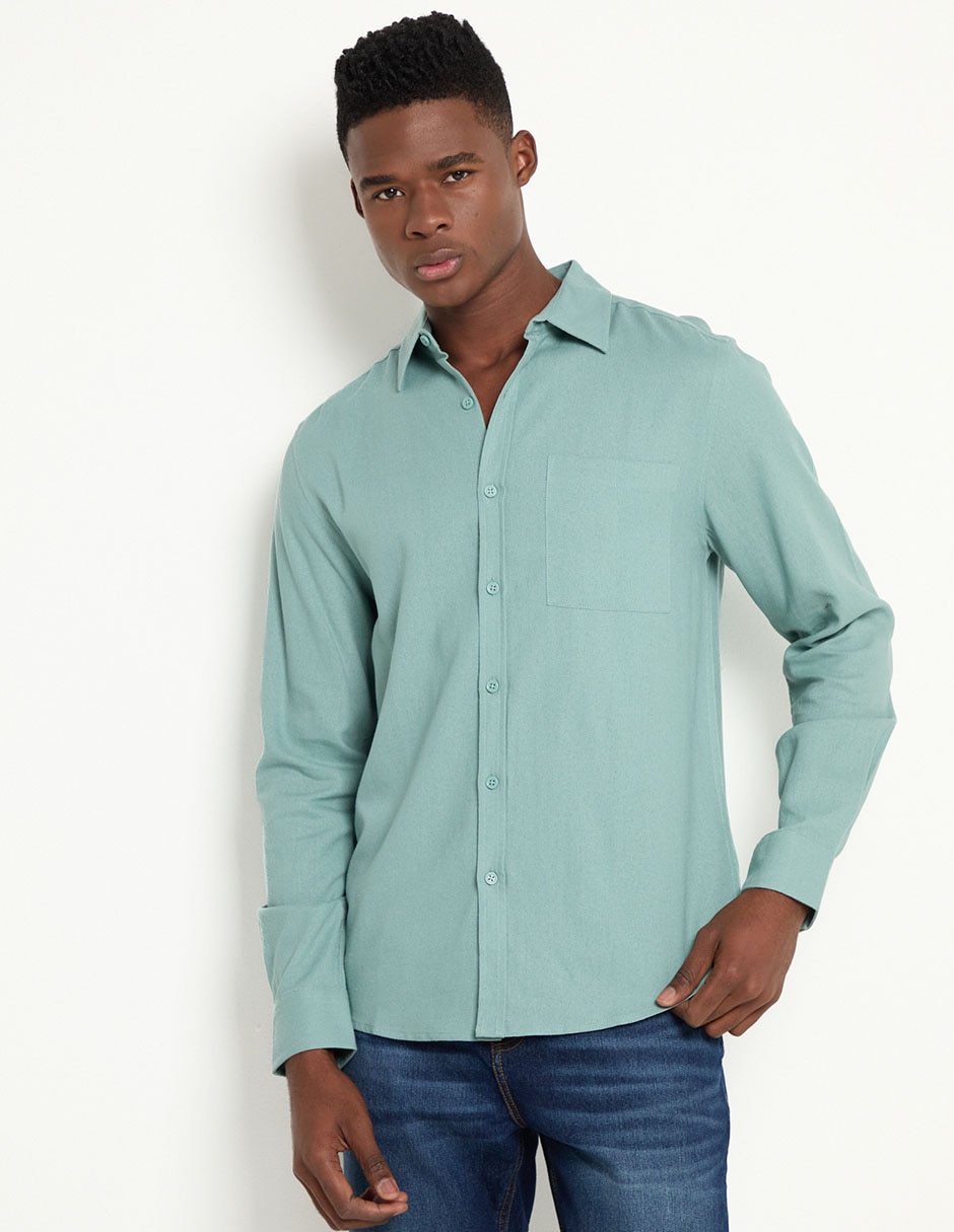 Camisa casual Contempo manga larga para hombre