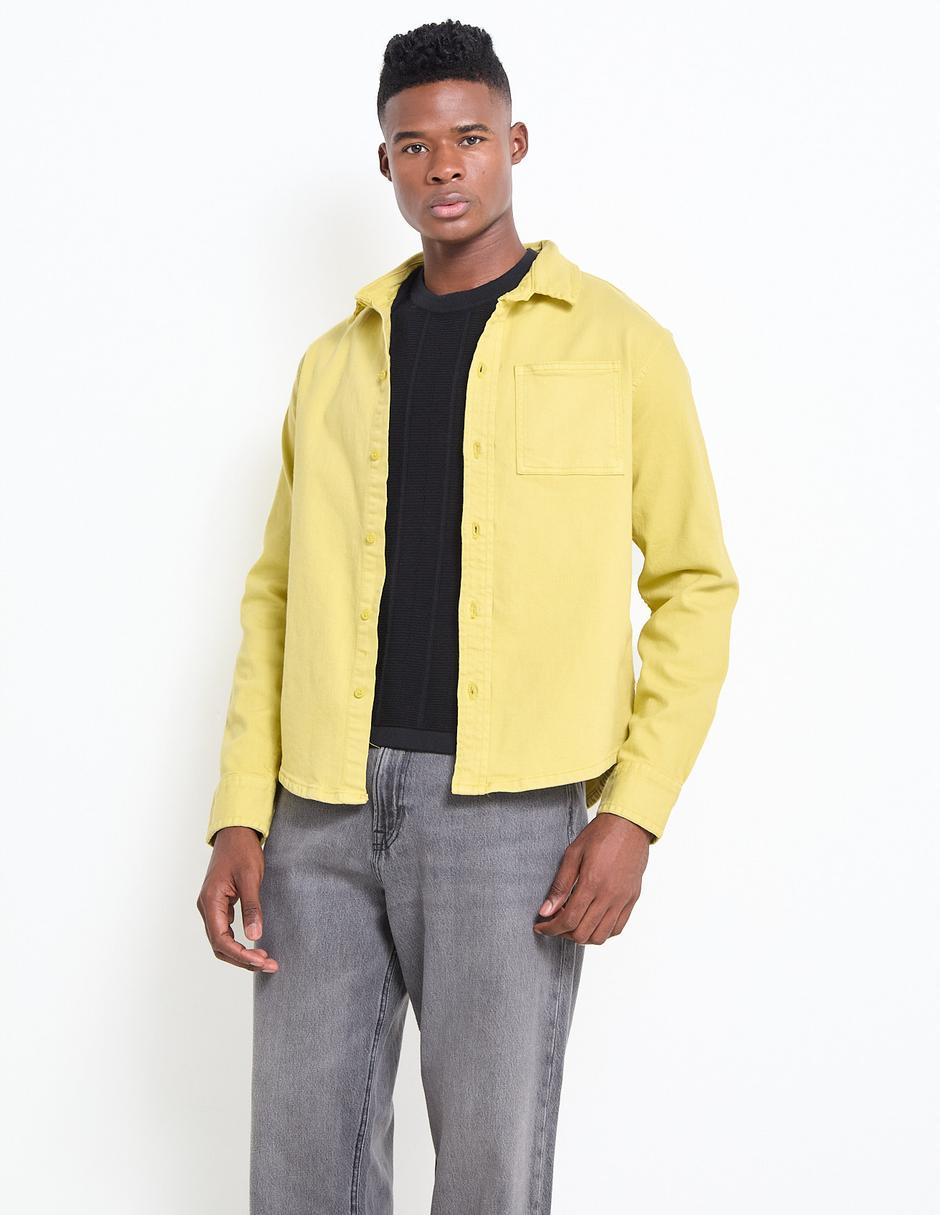 Sobrecamisa casual de algodón manga larga para hombre