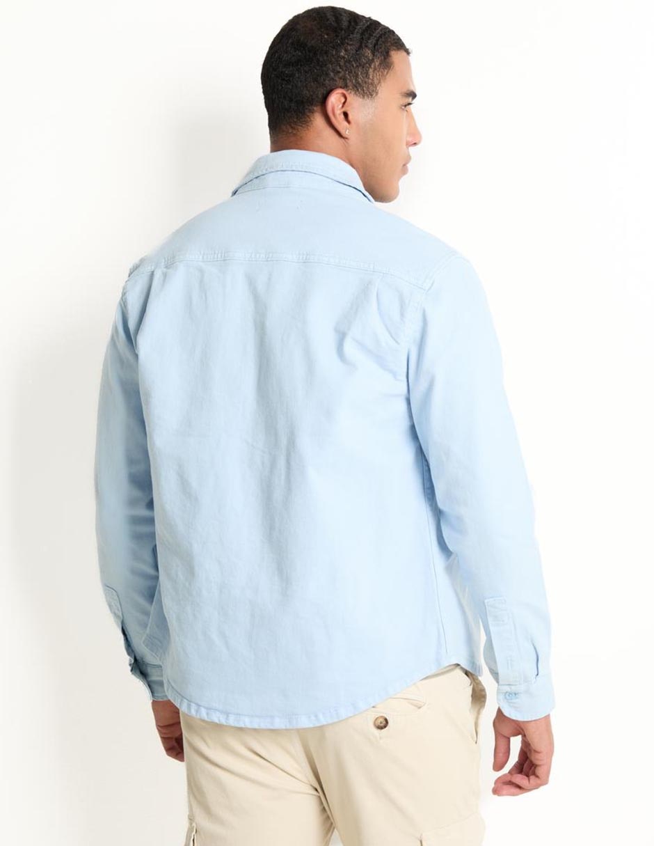 Sobrecamisa casual de algodón manga larga para hombre 2
