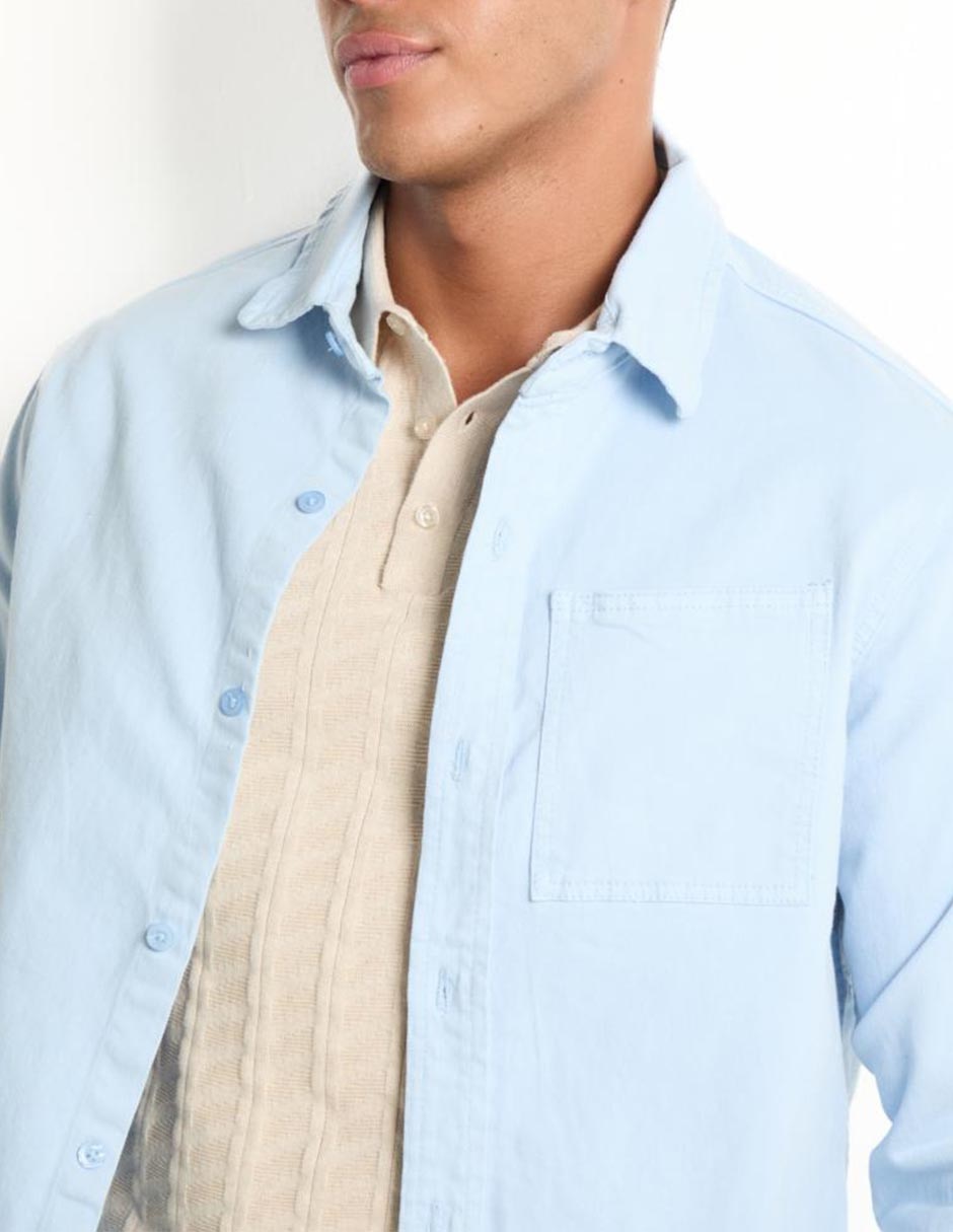 Sobrecamisa casual de algodón manga larga para hombre 4