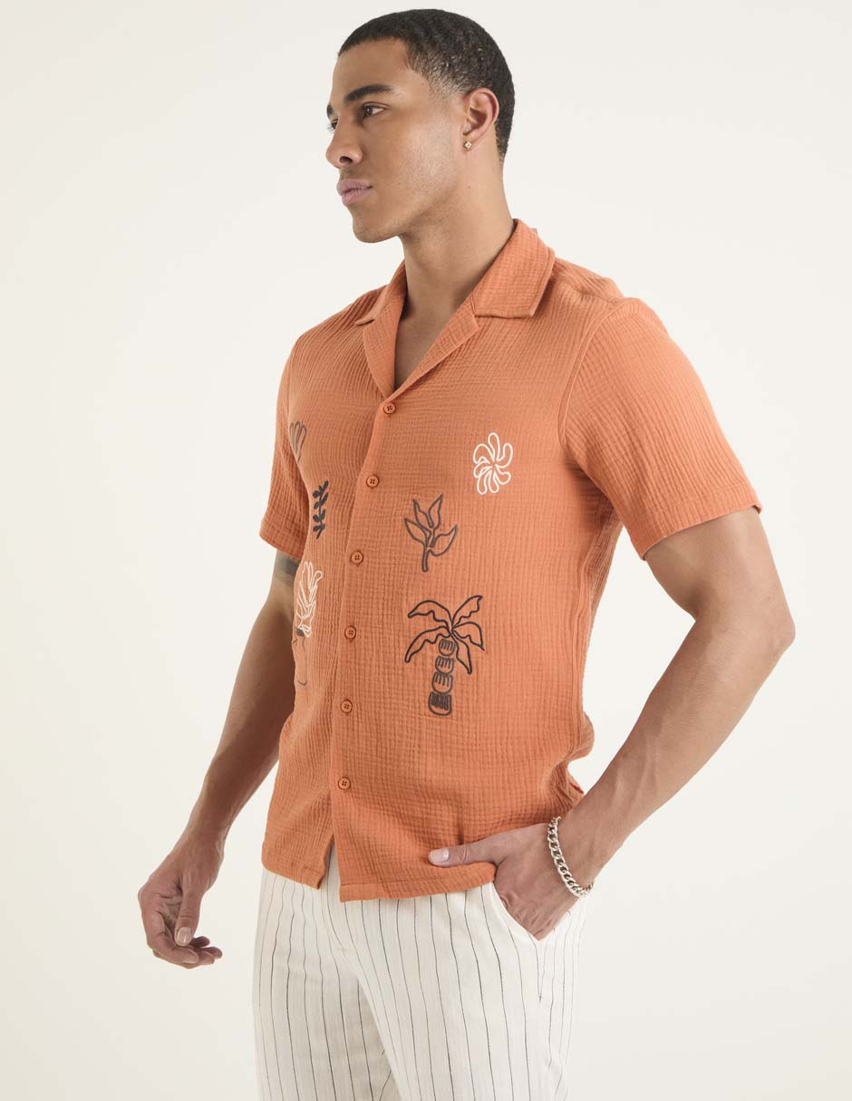 Camisa casual de algodón manga corta para hombre Camisa casual de algodón manga corta para hombre