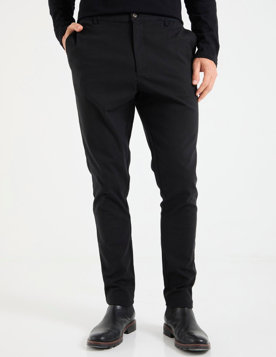 Pantalón business casual chino slim de gabardina para hombre