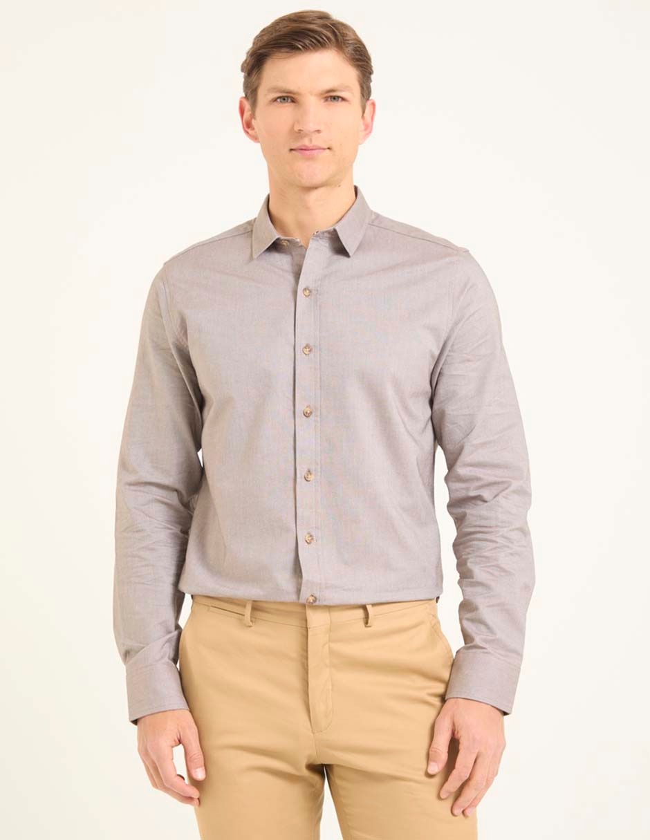 Camisa casual de algodón manga larga para hombre