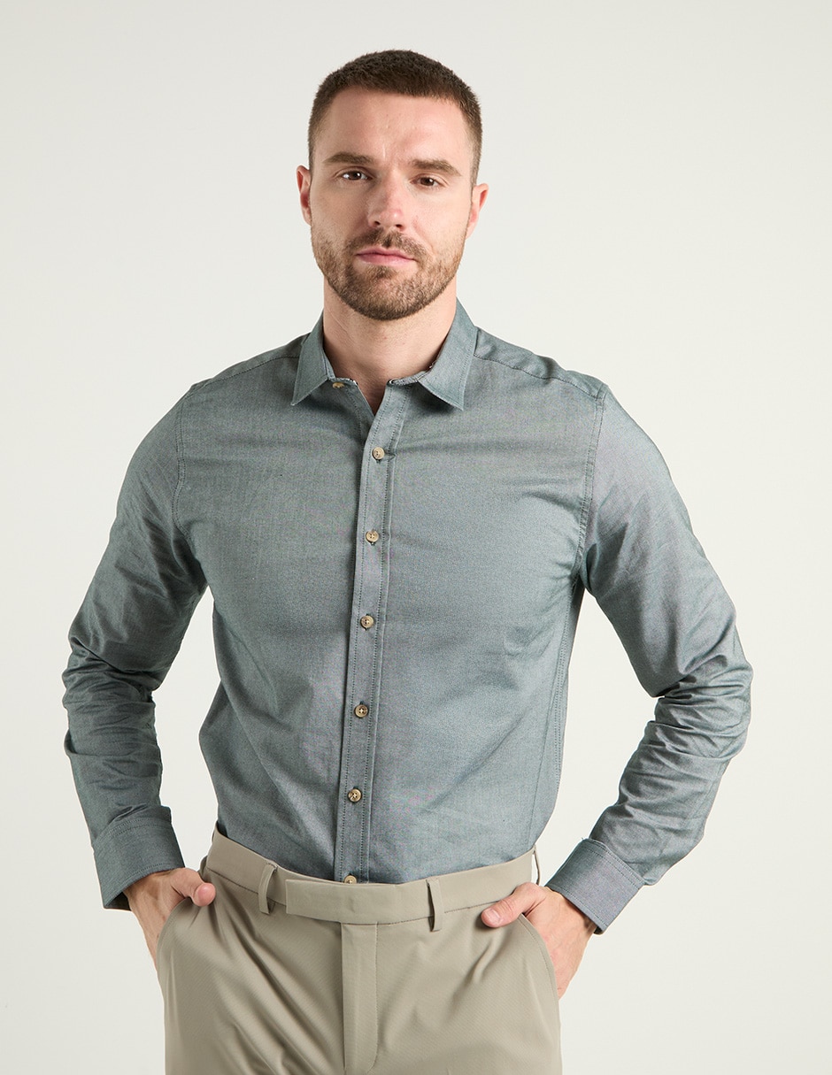 Camisa casual de algodón manga larga para hombre Camisa casual de algodón manga larga para hombre
