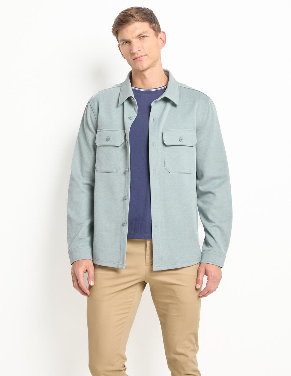 Sobrecamisa casual manga larga para hombre 1