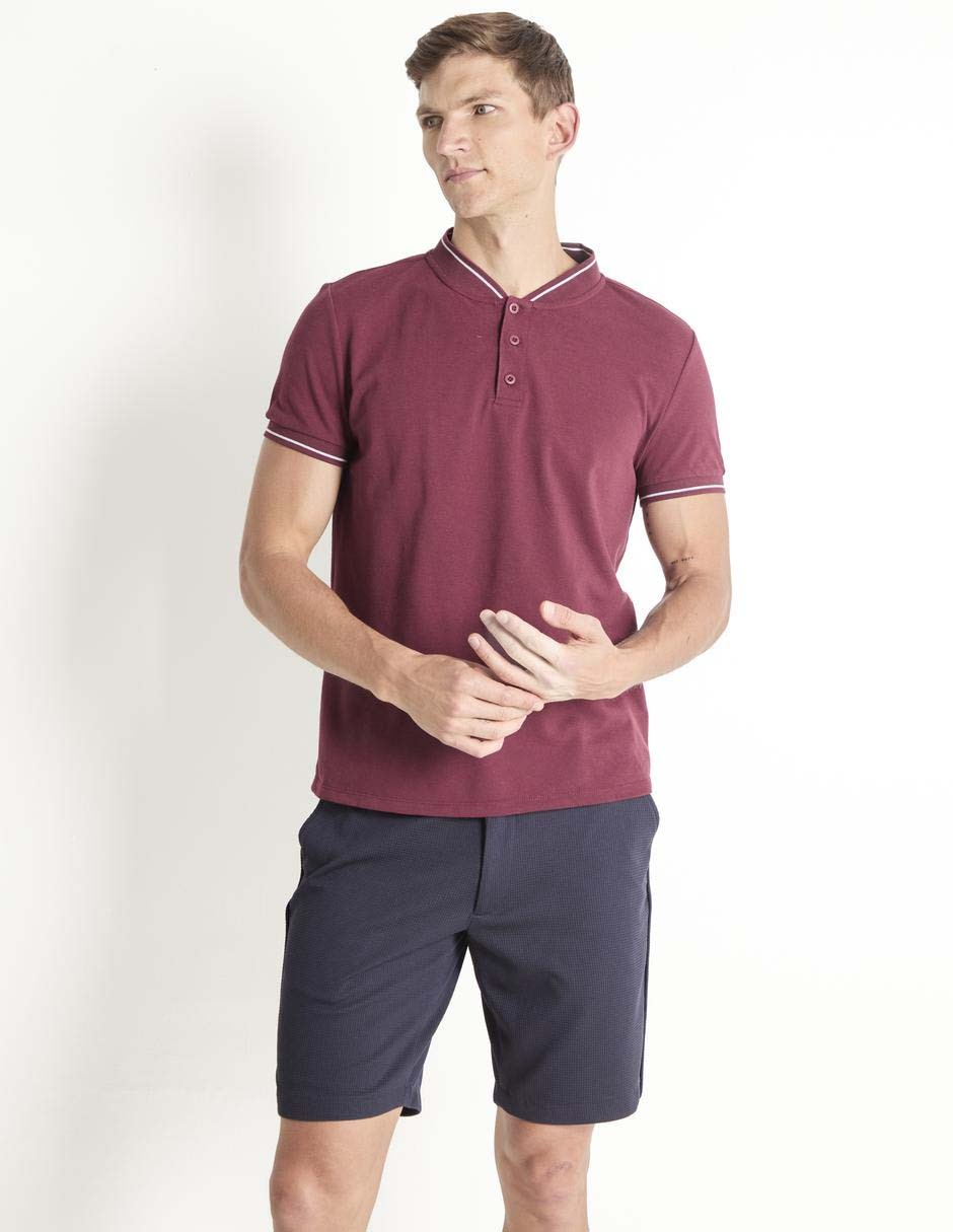 Playera cuello henley para hombre
