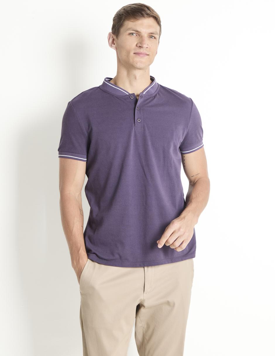 Playera cuello henley para hombre